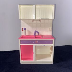 Vintage Goldlok Toys Lighted Kitchen Set Barbie Doll Size Pink 90s